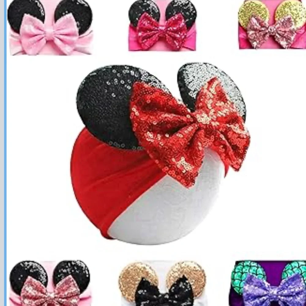 Minnie Mouse Sequin Ears Baby Headband NWOT